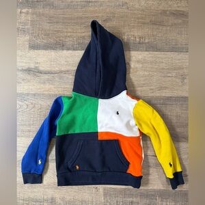 Polo Ralph Lauren Color Blocked Fleece Hoodie- Multicolored, Boy’s Size 6